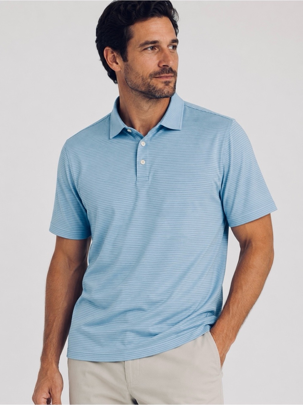 New Peter Millar Blue Stripe Short Sleeve Performance Mesh Polo Shirt Size XXL